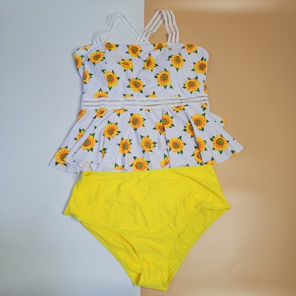 GEMAN Women's Retro High Waisted Bathing Suit Printed Two Pieces size XX-L NEW - Picture 4 of 16